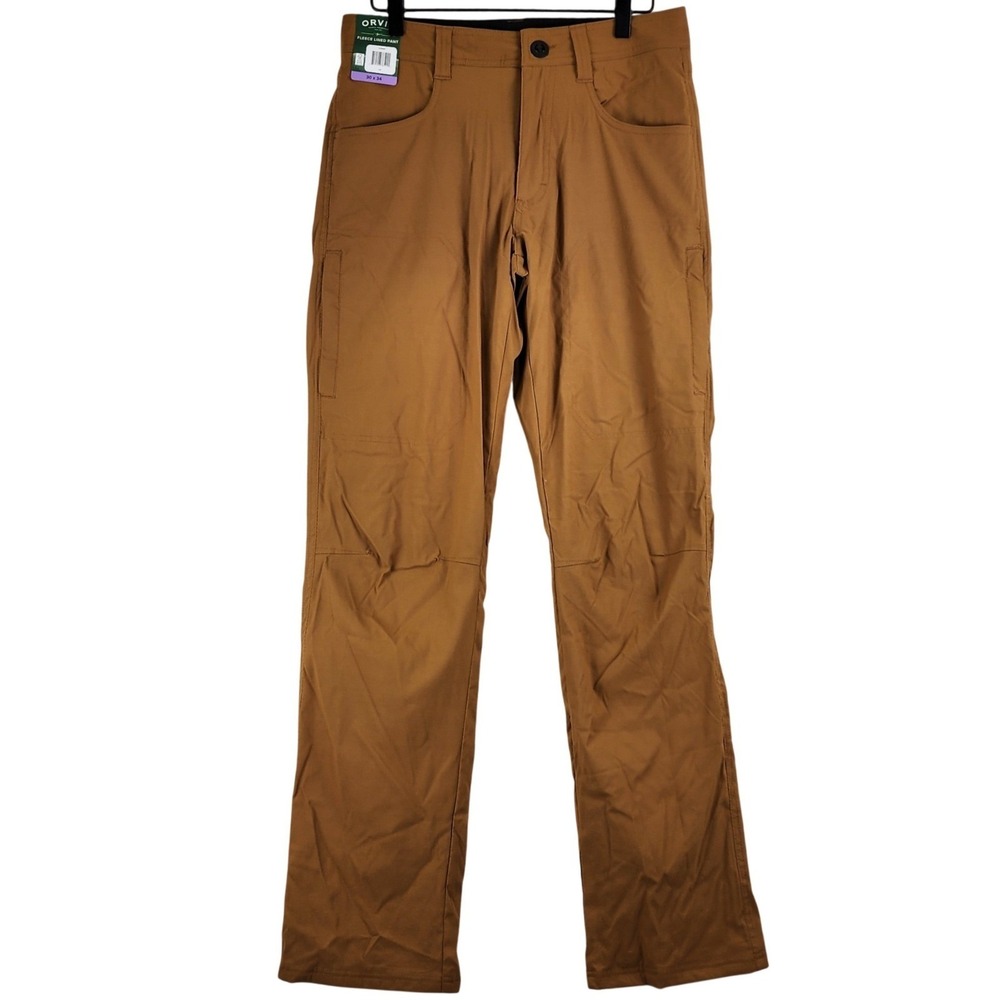 Orvis Fleece Lined Pant Mens 30x34 Tan Outdoor Rugged Workwear Trousers